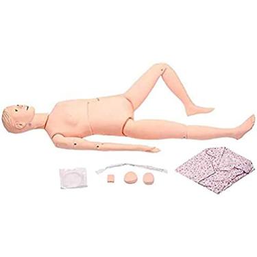 Imagem de Manequim de amamentação tamanho real - Modelo anatômico de corpo inteiro de 1,6 m com módulos de injeção, avental de paciente e cateter urinário para treinamento de cuidados com o paciente