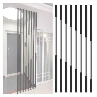 Imagem de Pacote com 8 polos de divisória de privacidade de ferro ajustáveis, postes divisórias de parede para separação de cômodos, 127 cm de altura, telas de tubo quadrado e redondo, colunas decorativas