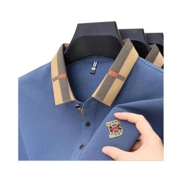 Imagem de Camisa Polo De Luxo Em Seda E Algodão Para Homens, Manga Curta, Respir