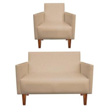 Imagem de Kit Namoradeira 2 Lugares e 01 Poltrona Compacta Jade material sintéti