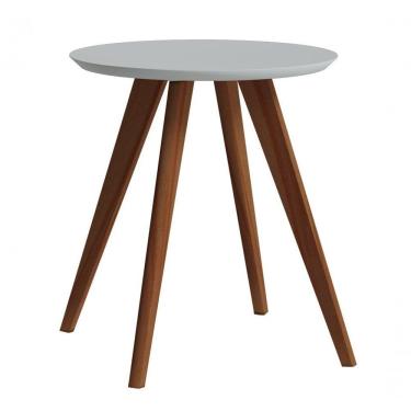 Imagem de Mesa Lateral Classic Redonda Branco Acetinado - Imcal Móveis