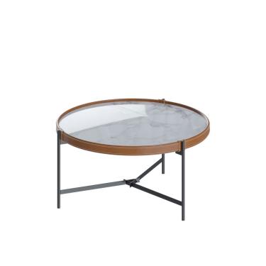 Imagem de Mesa De Centro Aqua 71 Marmorizado Off White Com Grafite - Imcal Moveis