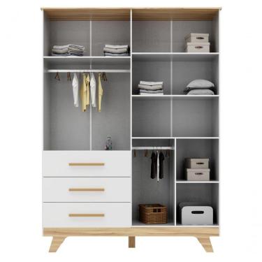 Imagem de Armário Retrô 4 Portas - Moveis Peroba Amendoa-branco