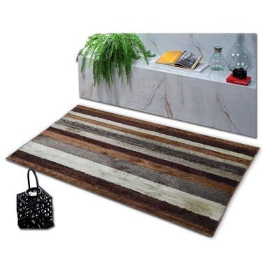 Imagem de Tapete Sala 2,00x3,50m Grande Pelo Macio Capucino Listrado