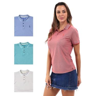 Imagem de Camisa Polo Feminina Manga Curta Piquet Dia a Dia Kit 4