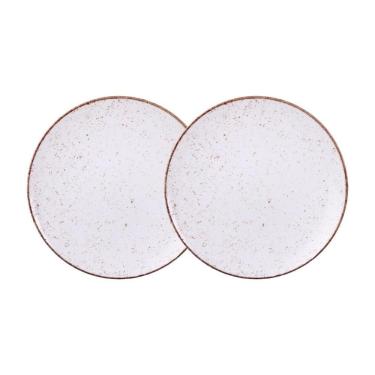 Imagem de Jogo De Pratos Rasos Grande Rústico 2 Peças 28cm Porcelana Tramontina