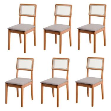 Imagem de Conjunto De 6 Cadeiras De Jantar Santiago Em Tecido Boucle Cinamomo nevoa Boucle