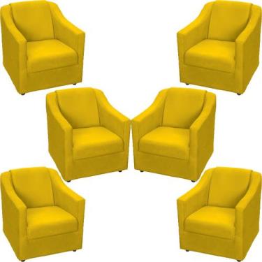 Imagem de Kit 6 Poltronas Decorativa Para Sala Recepção Manicure Barbearia Escri