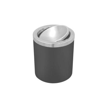 Imagem de Lixeira útil Basculante Aço Inox Com Acabamento Polido E Corpo Em Polipropileno Preto 5l