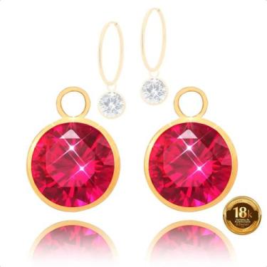 Imagem de Pingentes Ouro 18k Para Brinco Pedra 6mm - Sofistgold Joias, Vermelho 