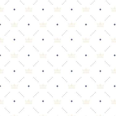 Imagem de Papel De Parede Branco E Azul Com Coroa Infantil Adesivo