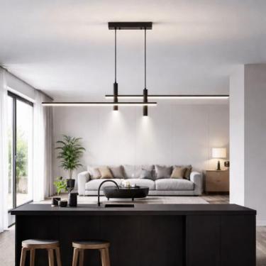 Imagem de Pendente moderno slim minimalista p/2 mini dicroicas e 2 perfis LED in