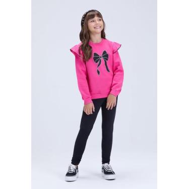 Imagem de Conjunto Infantil Feminino de Inverno Moletom Babado e Laço - Vida Cos