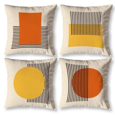 Imagem de Kit 4 Capa de Almofada 40cm x 40cm Decorativas Estampadas Digital Colo