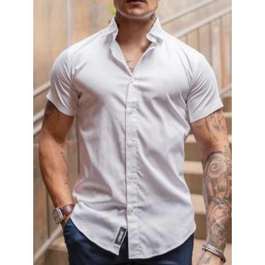 Imagem de Camisa Masculina Social Slim  Manga Curta Acetinada Premium Envio Imed