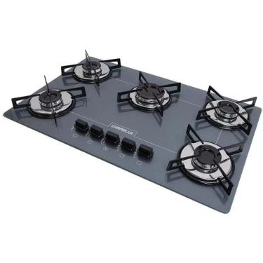 Imagem de Fogão Cooktop Tripla Chama 5 Bocas Bivolt Prata Chamalux