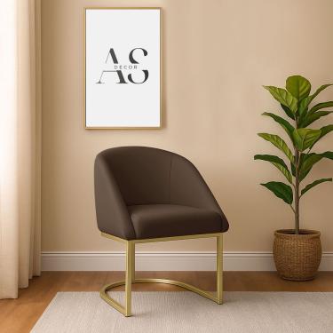 Imagem de Poltrona Lua Decorativa para Quarto com Tecido Veludo Encosto Curvo Aconchegante Marrom