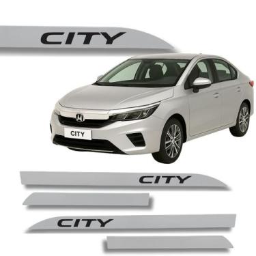 Imagem de Jogo Friso Slim Lateral Honda City Original com Grafia Cores, Prata Pl