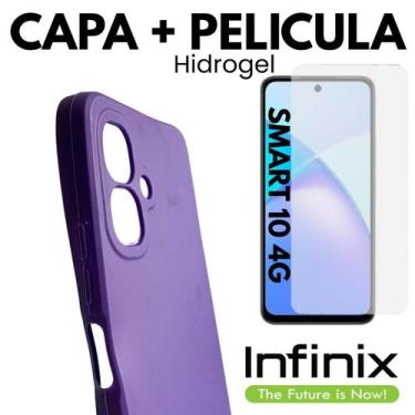 Imagem de Capinha + Película Proteção Hidrogel Para Infinix Smart 10 - DB, Roxo
