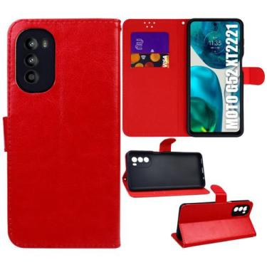 Imagem de Capa Carteira Couro VERMELHO compativel Moto G52 XT2221 6.6  - Luiza C