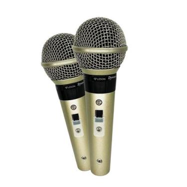 Imagem de KIT 2 Microfones Leson SM58 Plus Corpo Metálico Cabo Cannon Xlr Cor Ch