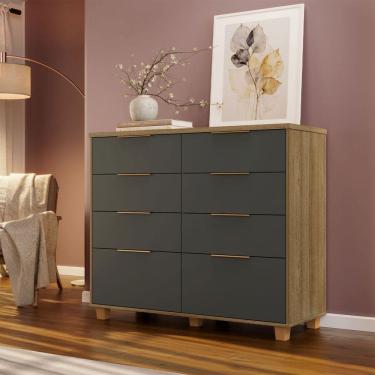 Imagem de Cômoda Cairo 8 Gavetas Natural/Alasca - Pnr Móveis