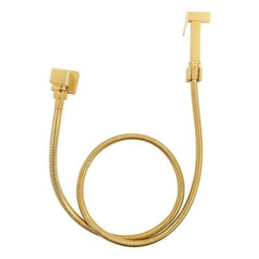 Imagem de Ducha Higiênica Completa Luxo Quadrada Manual 5 a 40 Mca de Parede com Flexível 1 e 20 m Dourado OEM