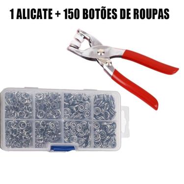 Imagem de Kit de Alicate Aplicador para Botão de Pressão com Fivela Quádrupla em Ferro e Aço Inox...