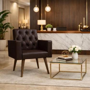 Imagem de Poltrona Decorativa Capitone Reforçada Confortável Para Sala - Móveis 