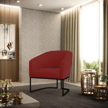 Imagem de Poltrona Sala Decorativa Stella Base Industrial Preta Veludo Marsala D