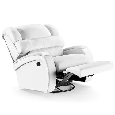 Imagem de Poltrona Do Papai Reclinável Kalie Glider Giratória Usb Fh9 Pu Branco - Mpozenato