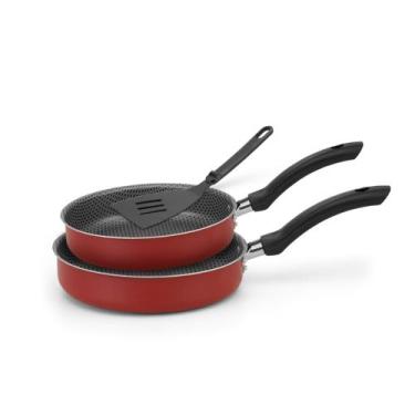 Imagem de Kit Frigideira Antiaderente Reta Com Espátula - alegrete, Vermelho