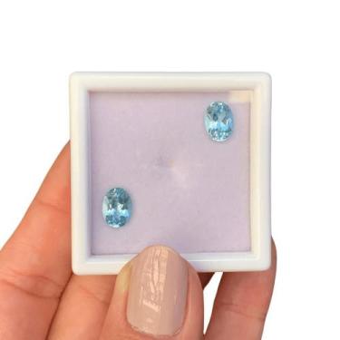 Imagem de Água Marinha Azul Oval Par 2,66ct (2) - ENE2ESE