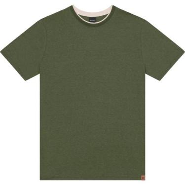 Imagem de Camiseta Masculina Gola Dupla Malha Linho Malwee Ref. 123587, Verde, X
