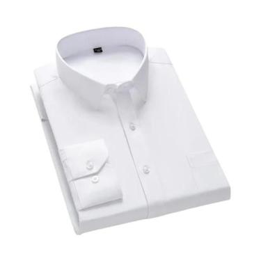 Imagem de Camisa Social Masculina Branca Clássica Slim Fit Tamanhos Grandes 9XL 