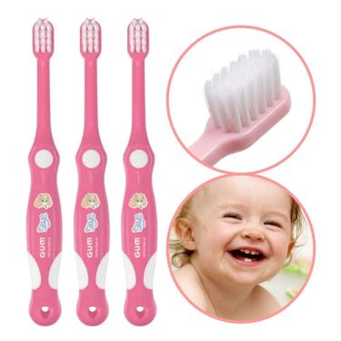 Imagem de Kit 3 Escova de Dente Infantil Gum Baby Patrulha Canina Extra Macia para Bebê 3 a 24 Meses Rosa