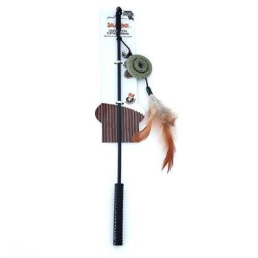 Imagem de Brinquedo interativo pra Gato Varinha sonora Catnip penas - Jambo Pet