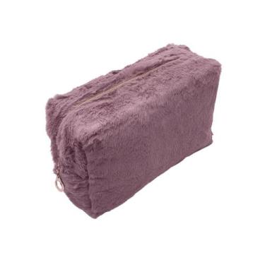 Imagem de Necessaire Estojo Feminino Felpudo Maquiagem Viagem Trabalho Organizad