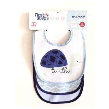 Imagem de Kit 3 Babadores de Tecido Azul First Steps