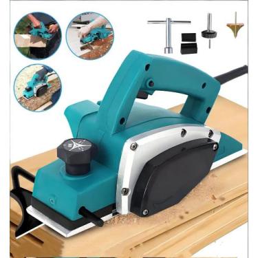 Imagem de Plaina Eletrica 1500w 82mm 16000rpm Dupla Lamia Bivolt Azul - GENERICA