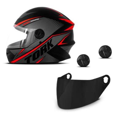 Imagem de Capacete Pro Tork R8 + Viseira Fumê + Parafuso, VERMELHO, 58