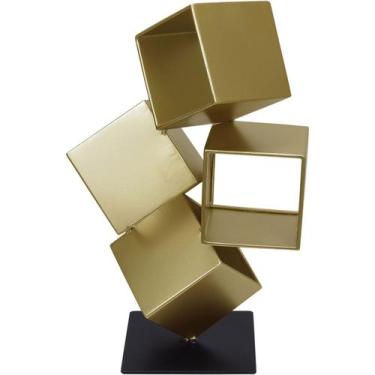 Imagem de Escultura Home&Co 31x19x19cm Metal Dourado Decoração para Casa Sala e 