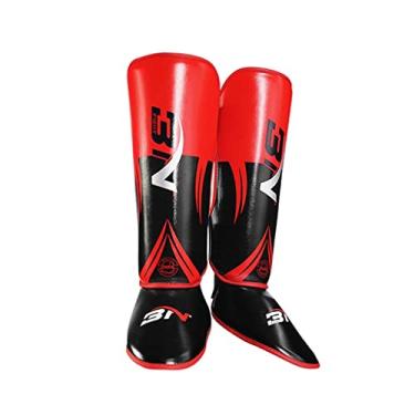 Imagem de Fancyes Caneleiras para Kickboxing boxeo en tailandia Thai MMA Karate Artes Marciais ou Kick Boxing | Almofadas de para proteger o pé e o peito do pé, Red M Teenager