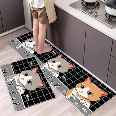 Imagem de jia cool Conjunto de tapetes de cozinha antifadiga 1 peça tapetes de cozinha antiderrapante 40 x 60 cm acolchoado confortável tapete de pé à prova d'água tapete de cozinha