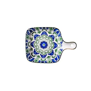 Imagem de Prato de cerâmica GUIPAIHAI com alça única padrão criativo decoração panela de jantar utensílios domésticos tigelas de assar pratos de salada (cor: A)