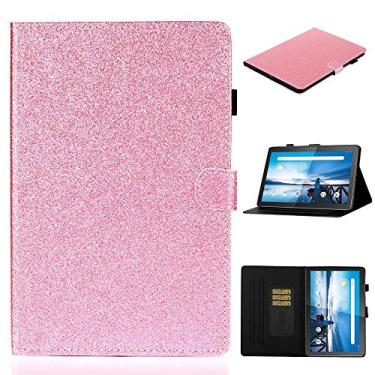 Imagem de Capa para tablet Lenovo Tab M10 TB-X605F / X505 Capa de couro flip horizontal com glitter brilhante com suporte e compartimento para cartões (cor: rosa)