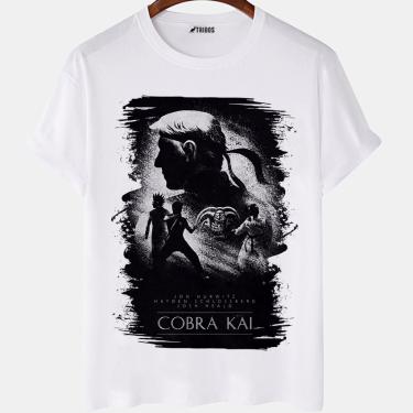 Imagem de Camiseta masculina Cobra Kai Serie de Tv Famosa Arte Camisa Blusa Branca Estampada