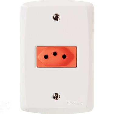 Imagem de Conjunto 4x2 com 1 Tomada 2P+T 20 A 250 V Tramontina Lux2 Vermelho e Branco Tramontina