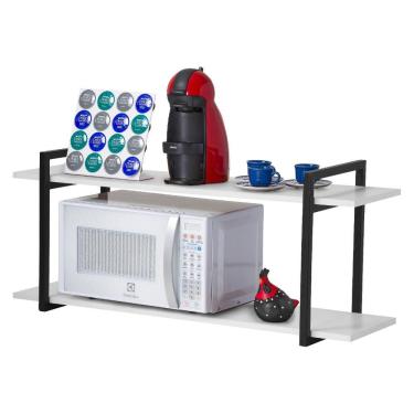 Imagem de Nicho Cozinha Preto Com Prateleiras Branco 60cm