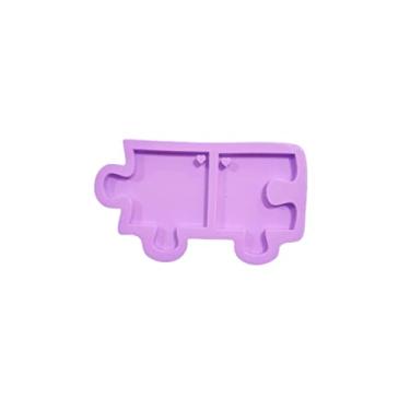 Imagem de Confeitaria dos Moldes, R197 Molde de silicone namorados quebra cabeça chaveiro resina decorar